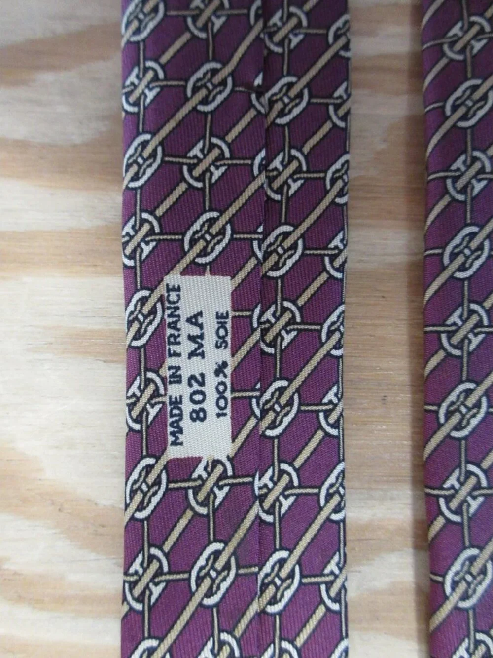 VINTAGE Hermes Neck Tie Red Silk Equestrian Chain Link 802 MA